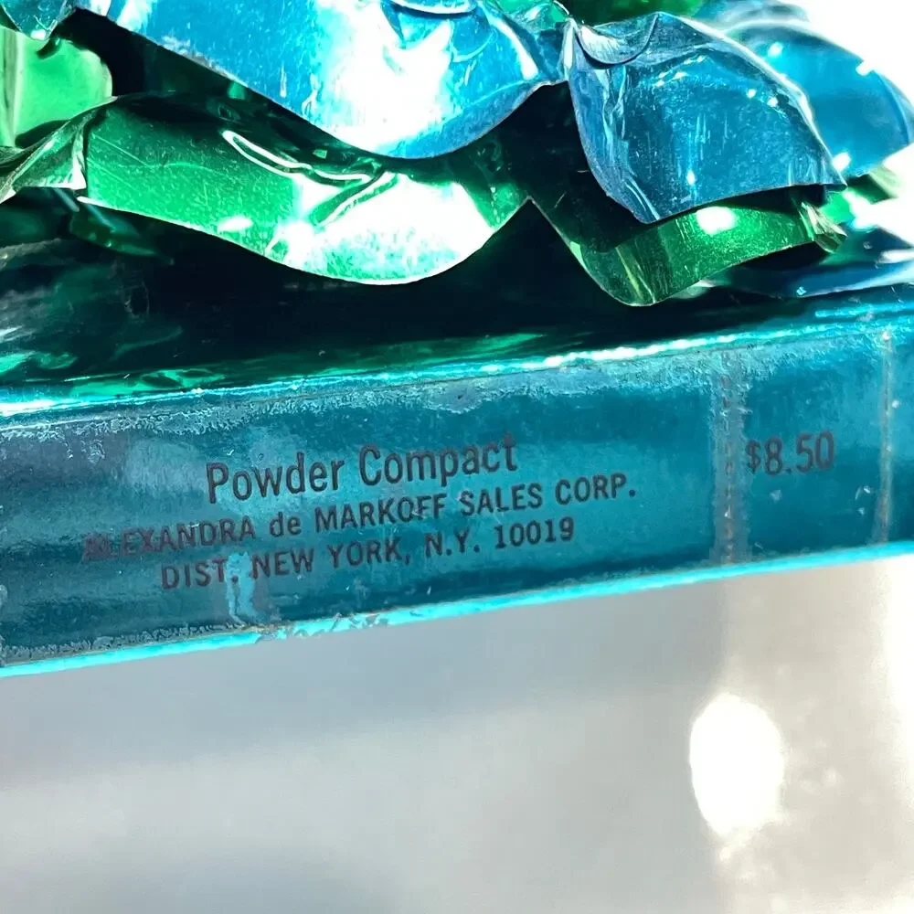 Vintage Metallic Foil Gift Bow Alexandra de Markoff EMPTY Teal Small Powder Size